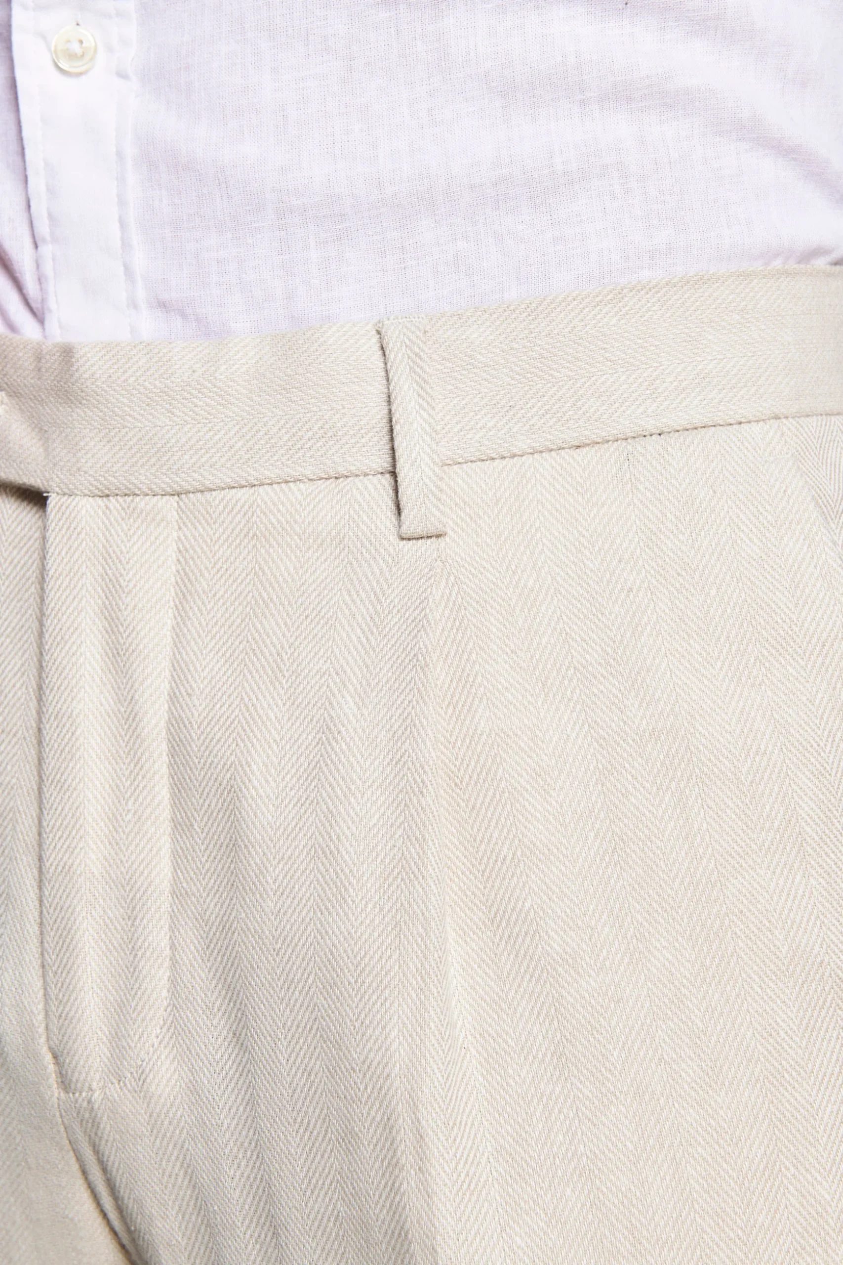 Pantaloni misto lino Herringbone sabbia