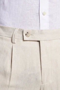 Pantaloni misto lino Herringbone sabbia