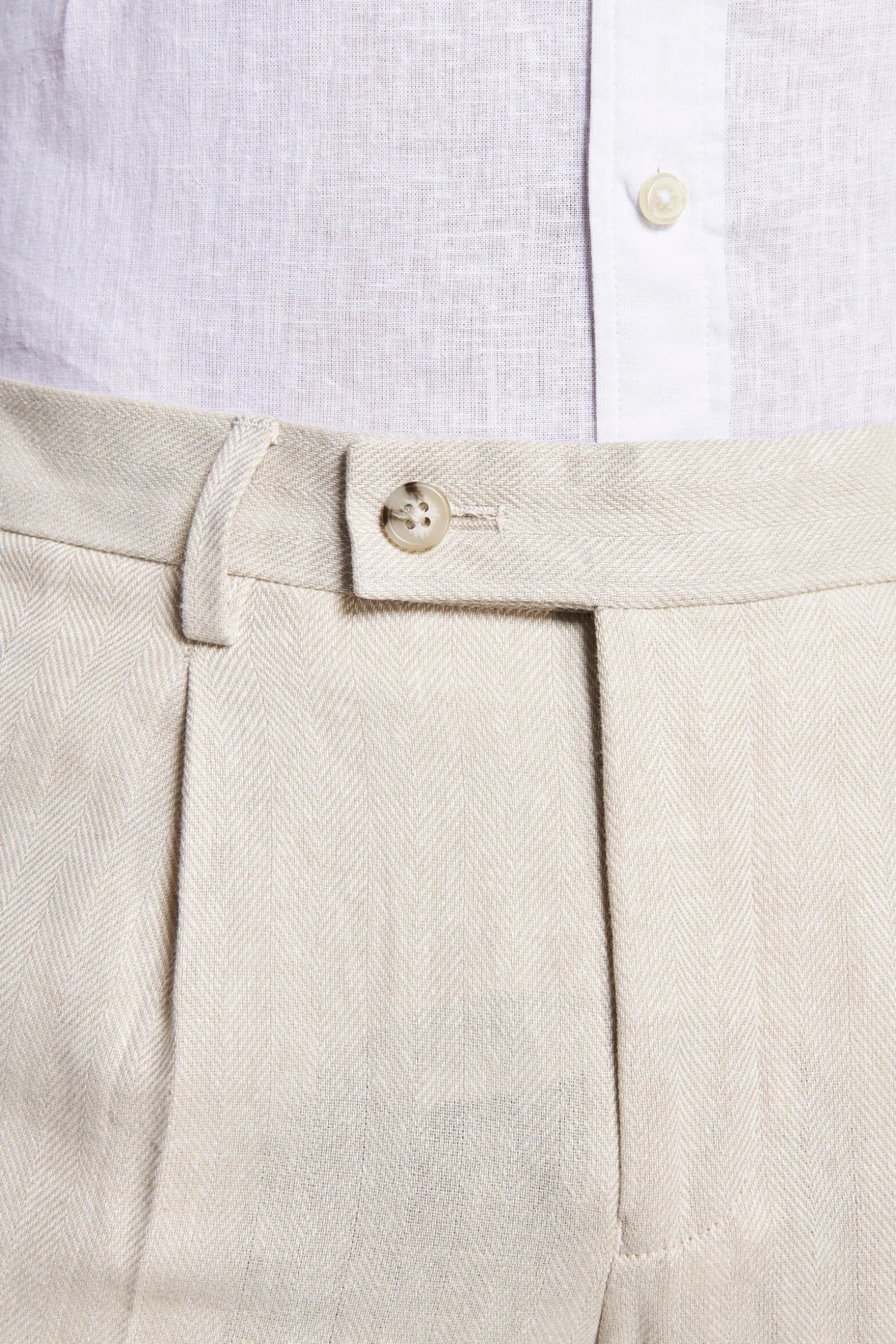 Pantaloni misto lino Herringbone sabbia