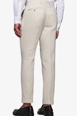 Pantaloni misto lino Herringbone sabbia