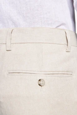 Pantaloni misto lino Herringbone sabbia