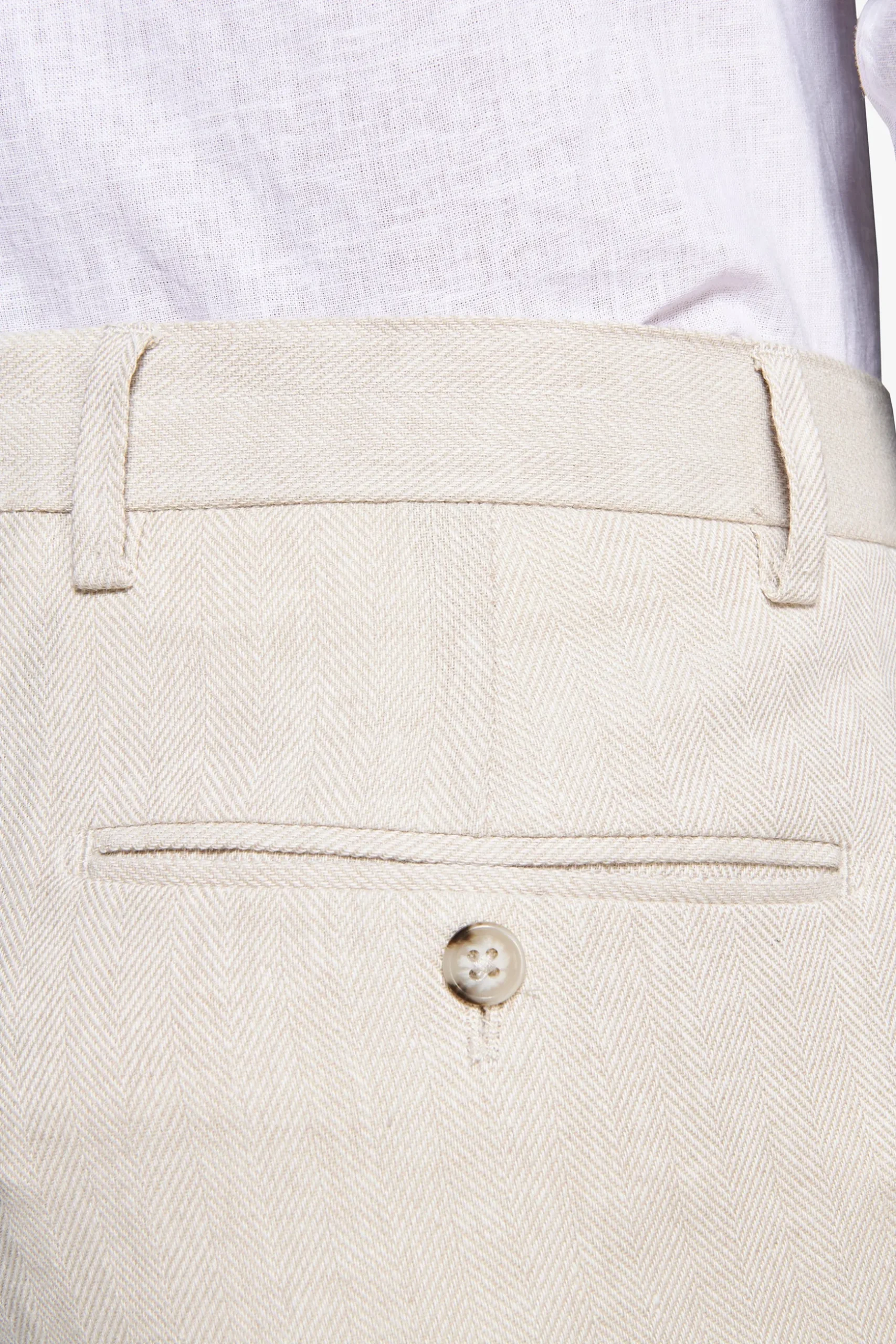 Pantaloni misto lino Herringbone sabbia