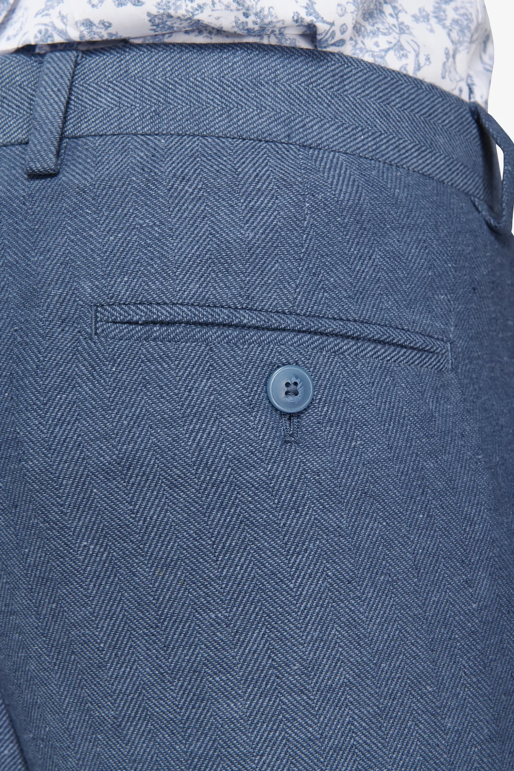 Pantaloni misto lino Herringbone avion