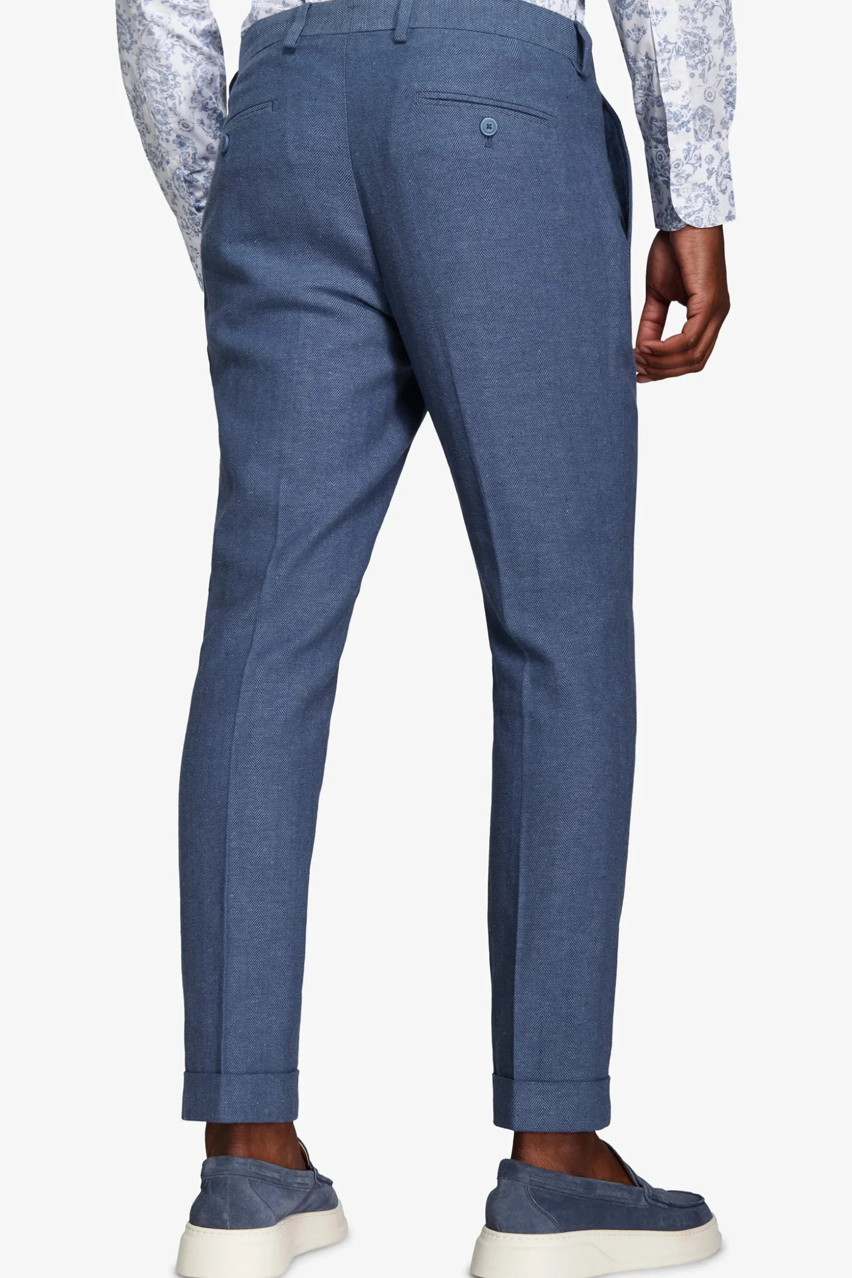 Pantaloni misto lino Herringbone avion