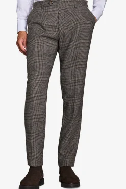 Pantaloni Principe di Galles misto lana tortora