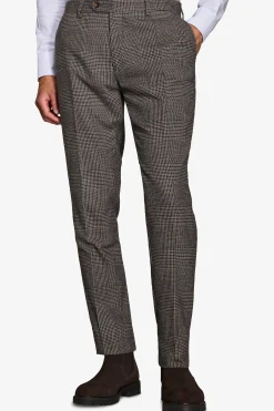 Pantaloni Principe di Galles misto lana tortora