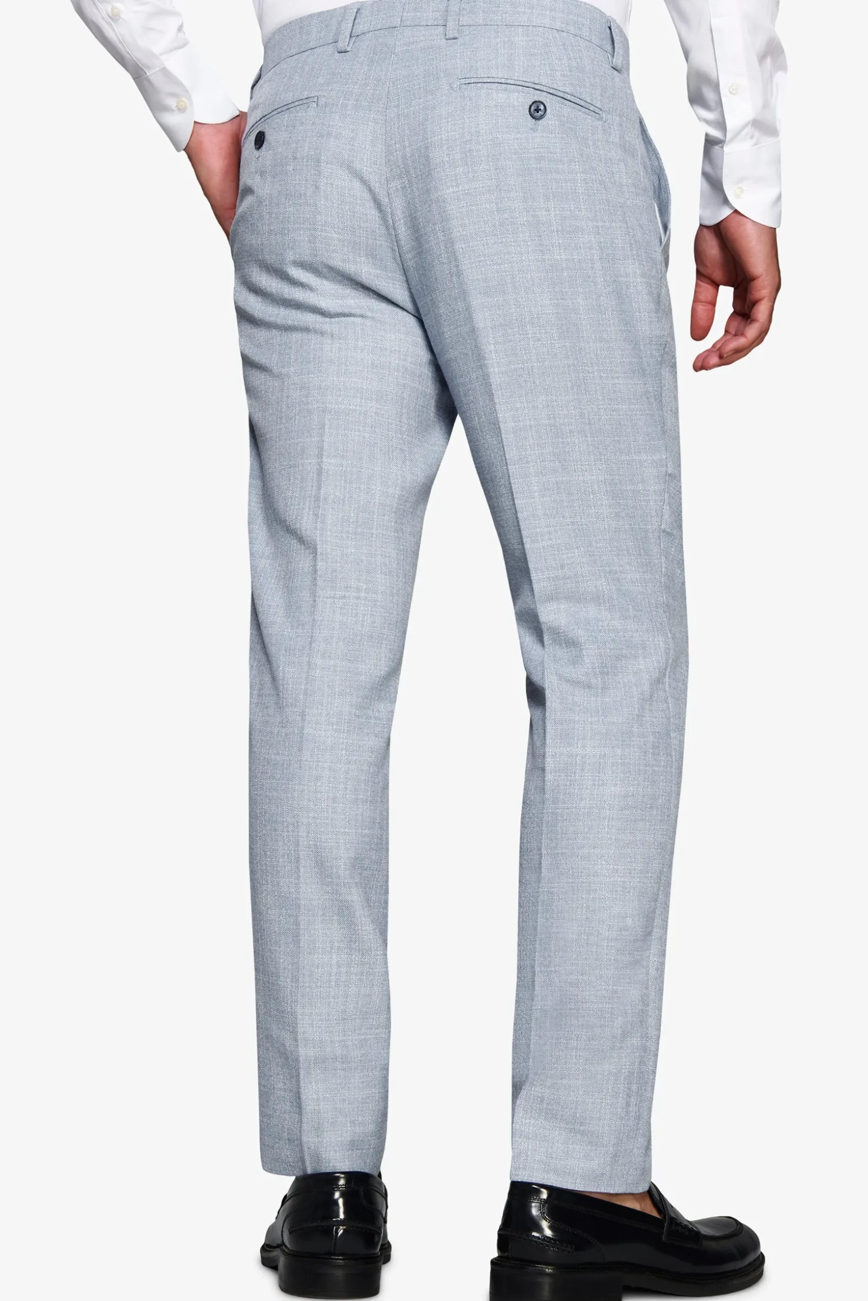 Pantaloni tela fiammata celeste