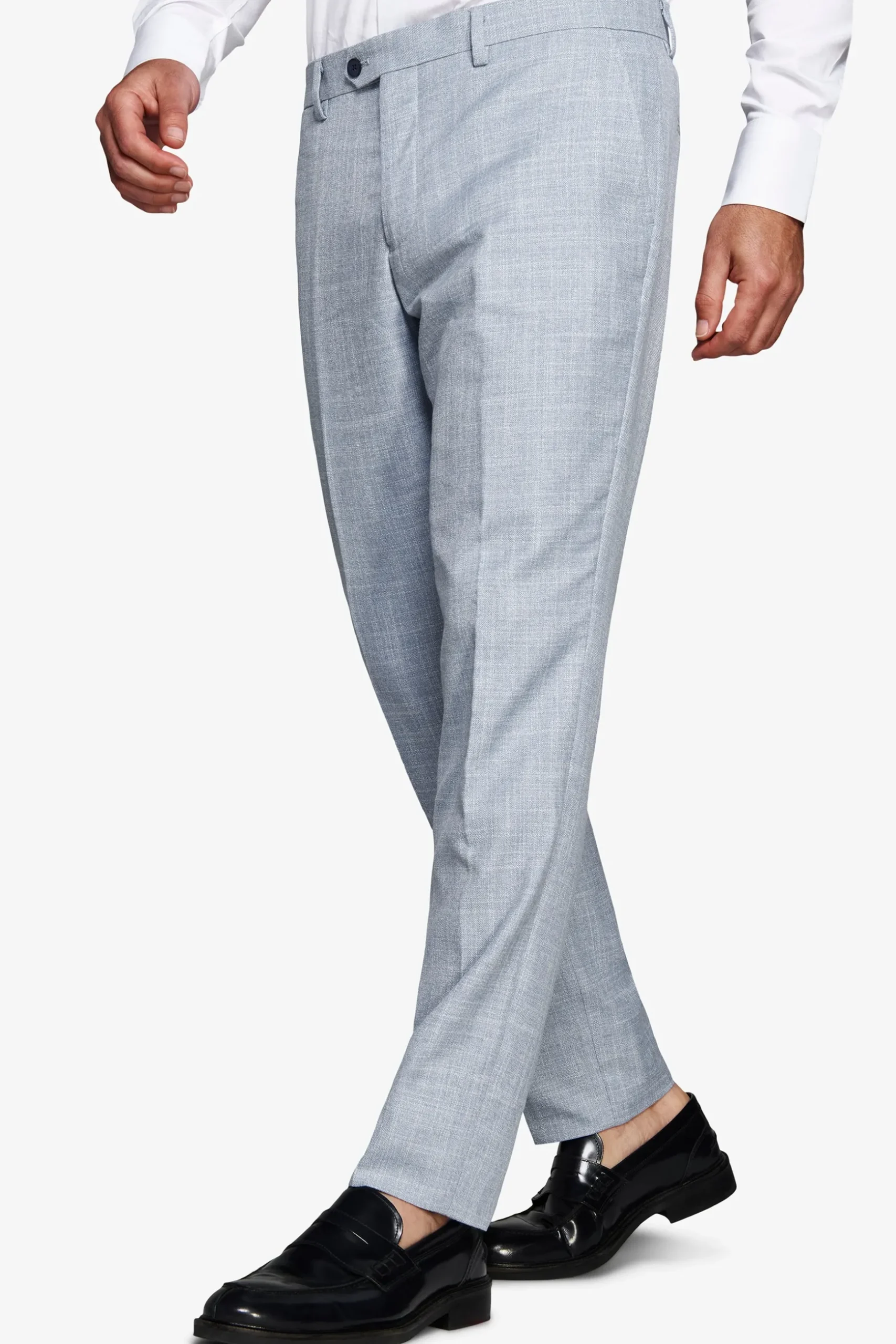Pantaloni tela fiammata celeste