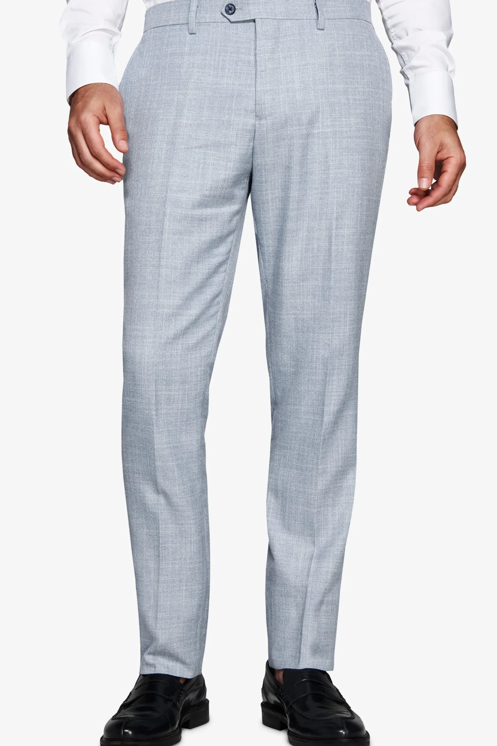 Pantaloni tela fiammata celeste