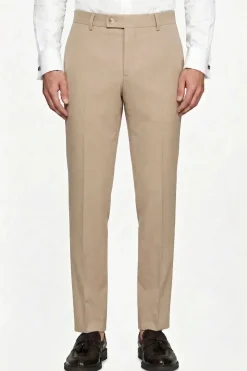 Pantaloni tela melange beige
