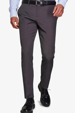 Pantaloni trama punto a spillo antracite slim