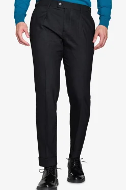 Pantaloni twill melange neri