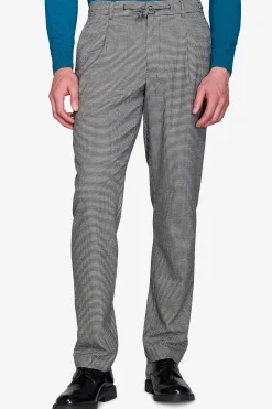 Pantaloni worker pied de poule grigio
