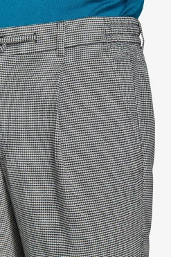 Pantaloni worker pied de poule grigio