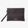 Pochette in ecopelle saffiano moro