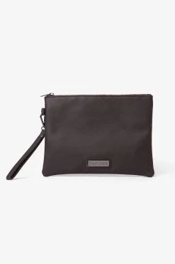 Pochette in ecopelle saffiano moro