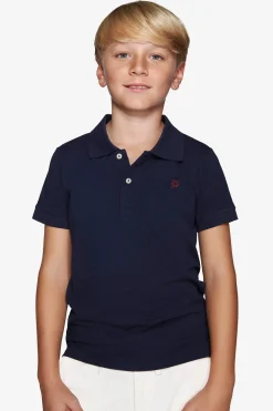 Polo con ricamo blu Kids