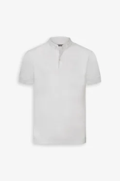 Polo coreana in piquet bianca