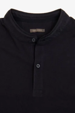Polo coreana in piquet blu