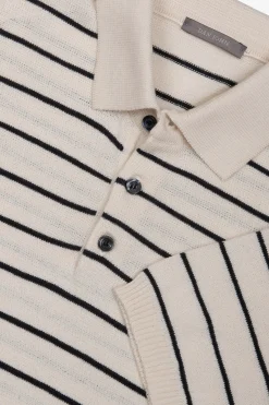 Polo in maglia a righe contrasto sabbia