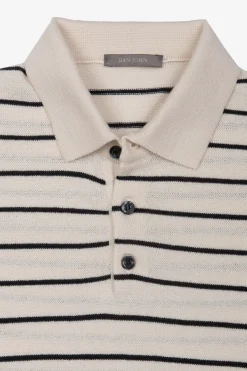 Polo in maglia a righe contrasto sabbia