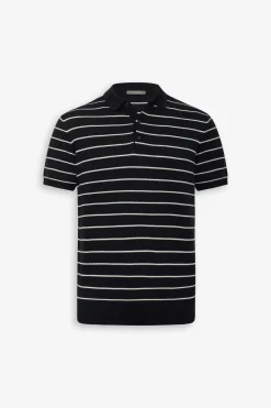 Polo in maglia a righe contrasto navy