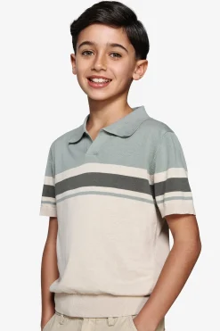 Polo in maglia a righe light green Kids