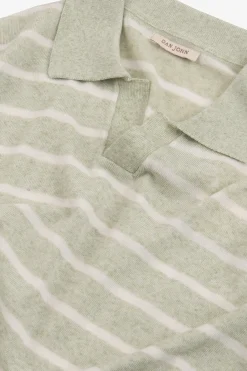 Polo in maglia a righe melange salvia