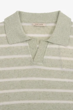 Polo in maglia a righe melange salvia