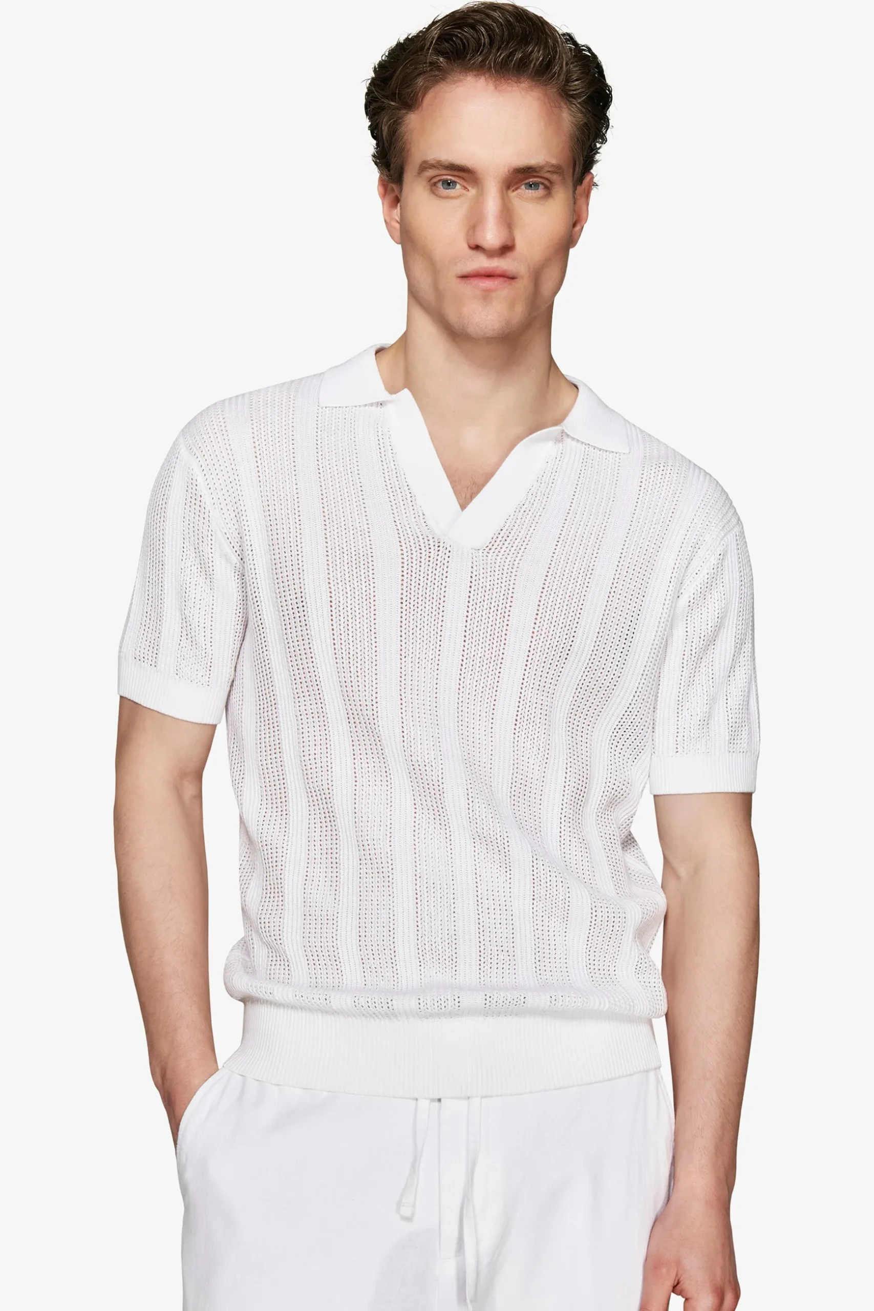 Polo in maglia armaturata bianca "Volume"