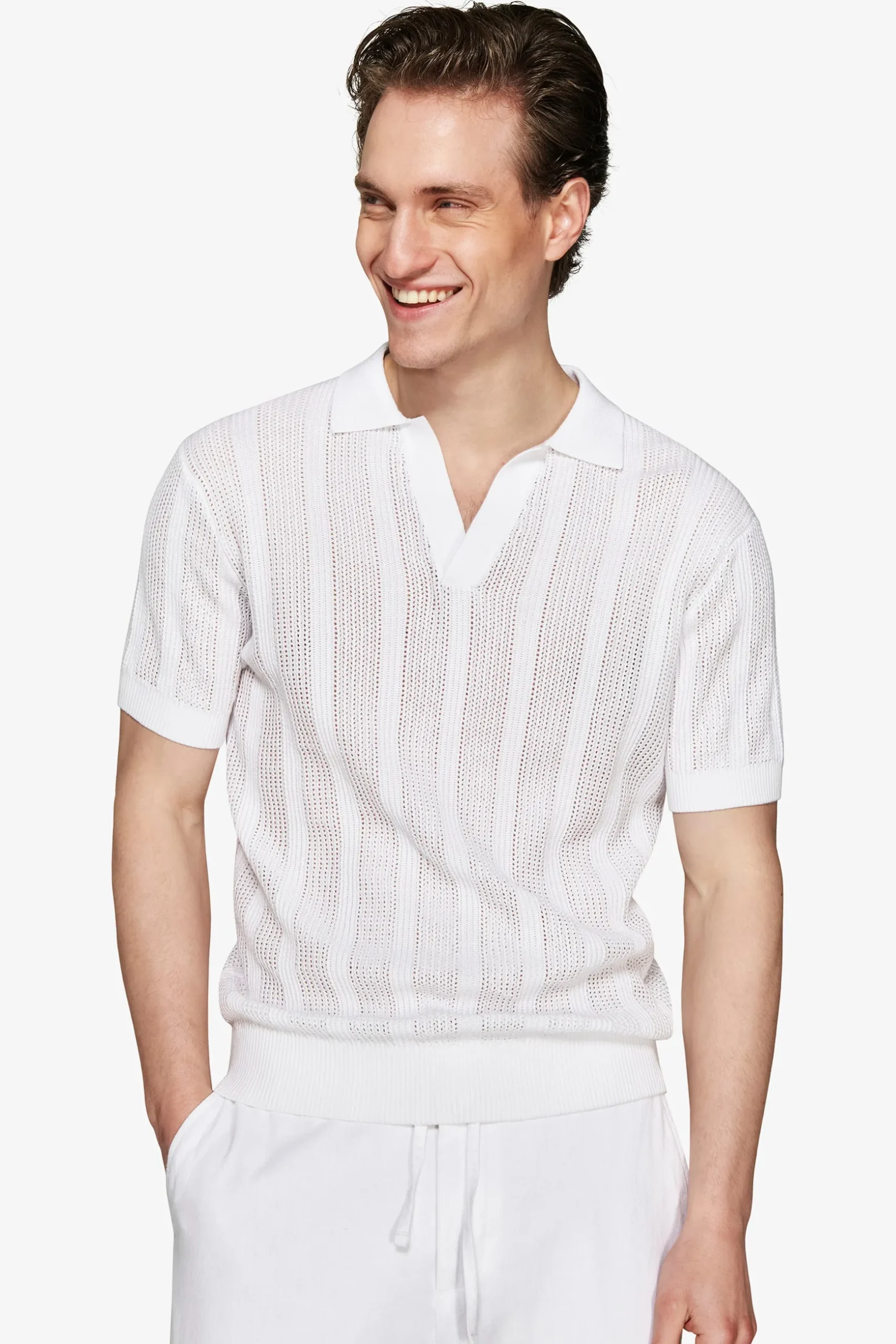 Polo in maglia armaturata bianca "Volume"