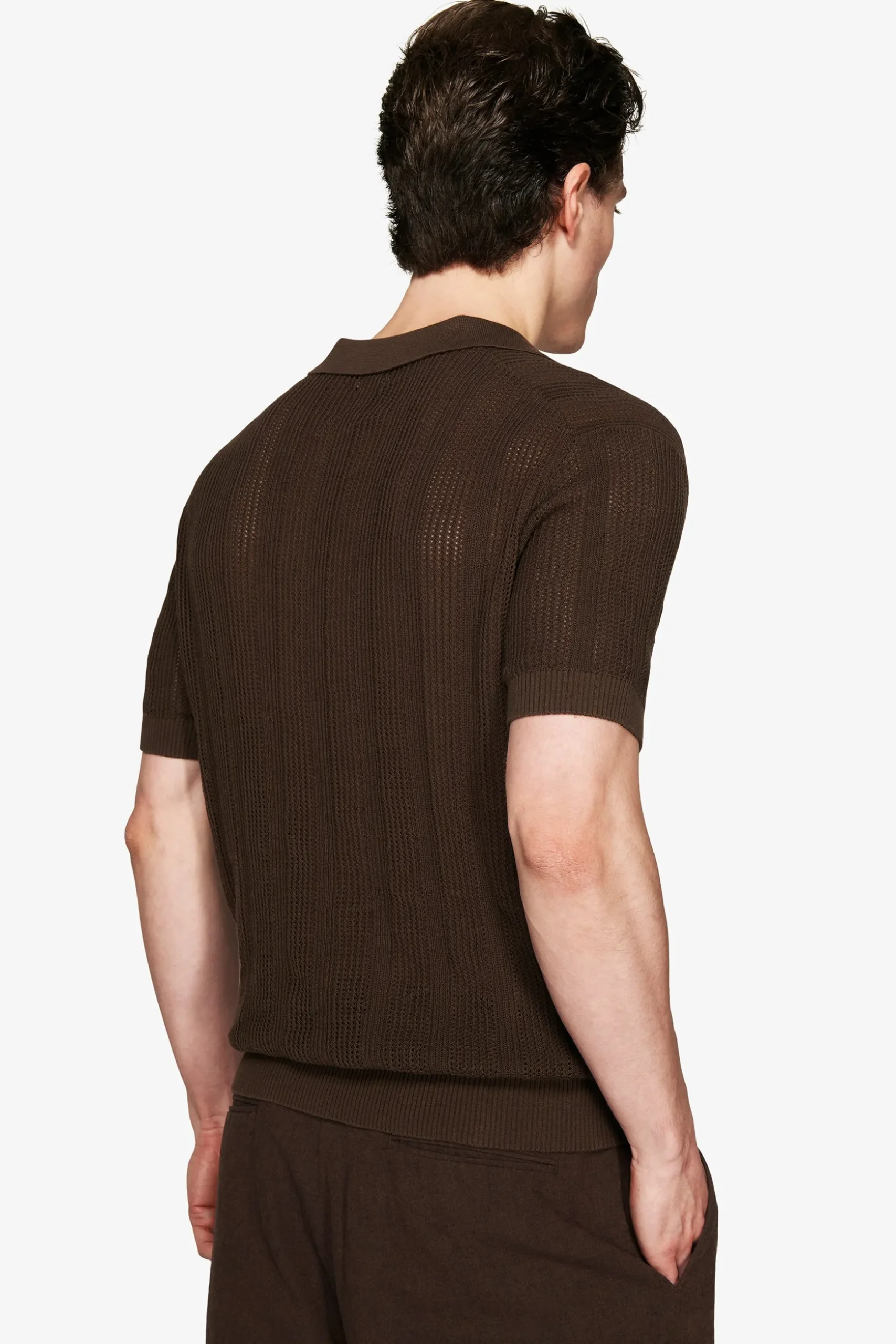 Polo in maglia armaturata moro "Volume"