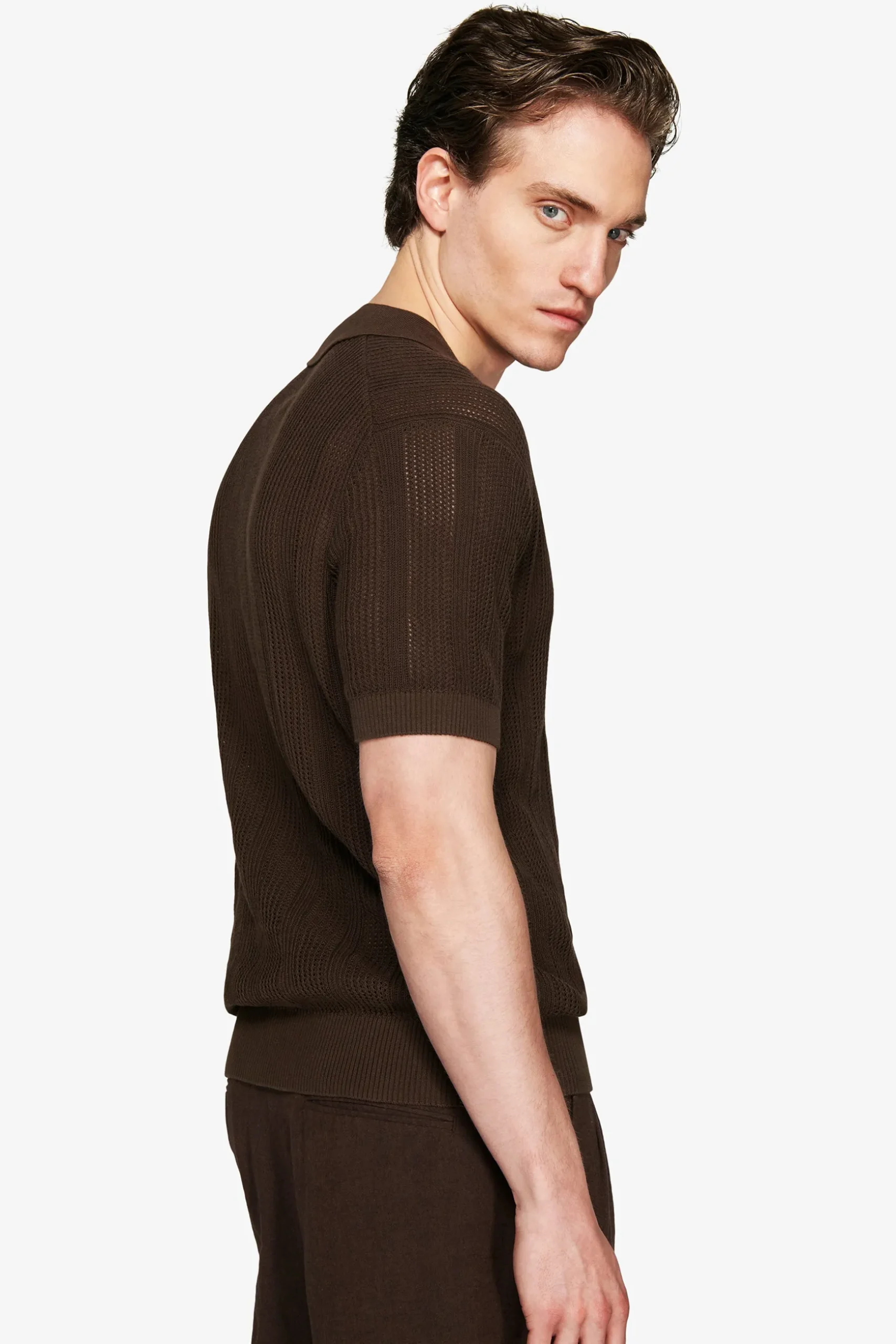 Polo in maglia armaturata moro "Volume"