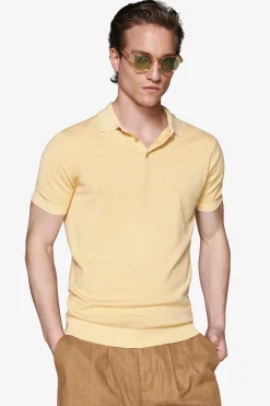 Polo in maglia basic in cotone gialla