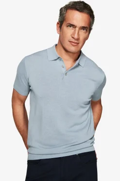 Polo in maglia basic in cotone celeste