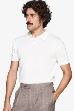 Polo in maglia basic in cotone bianca