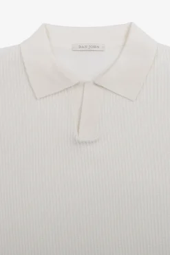 Polo in maglia collo aperto armaturata panna