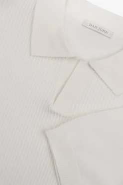 Polo in maglia collo aperto armaturata panna