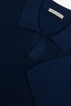 Polo in maglia collo aperto armaturata royal