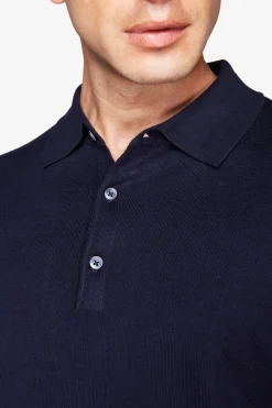 Polo in maglia con bottoni blu