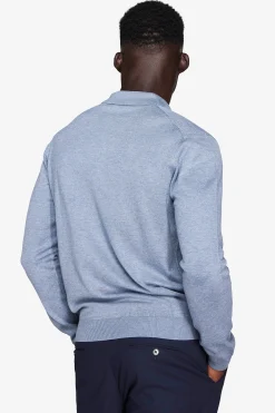 Polo in maglia con bottoni celeste
