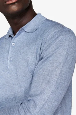 Polo in maglia con bottoni celeste