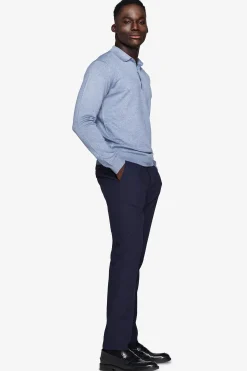 Polo in maglia con bottoni celeste