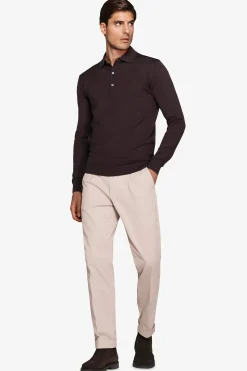 Polo in maglia con bottoni marrone