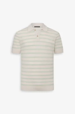 Polo in maglia con righe menta