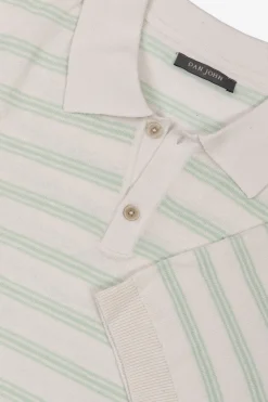 Polo in maglia con righe menta
