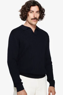 Polo in maglia costa piatta blu