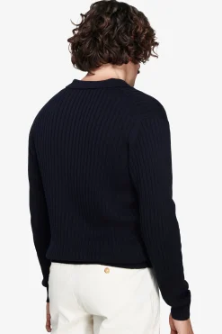 Polo in maglia costa piatta blu