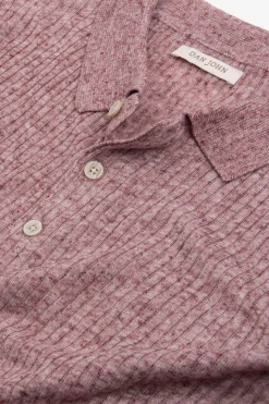 Polo in maglia costa piatta melange rossa