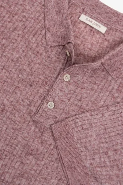 Polo in maglia costa piatta melange rossa